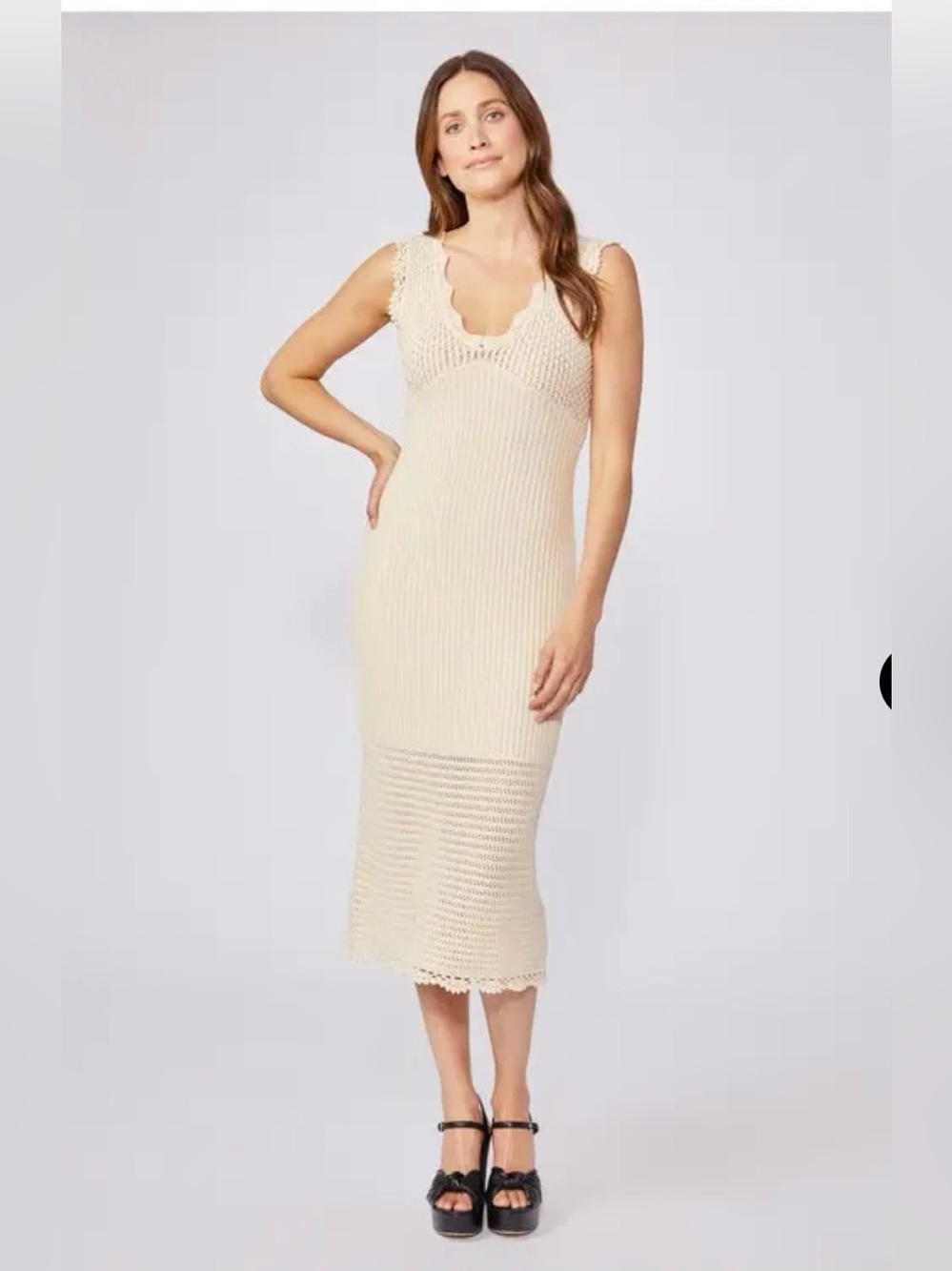NWOT - PAIGE Opal knit midi dress in ecru (ivory)